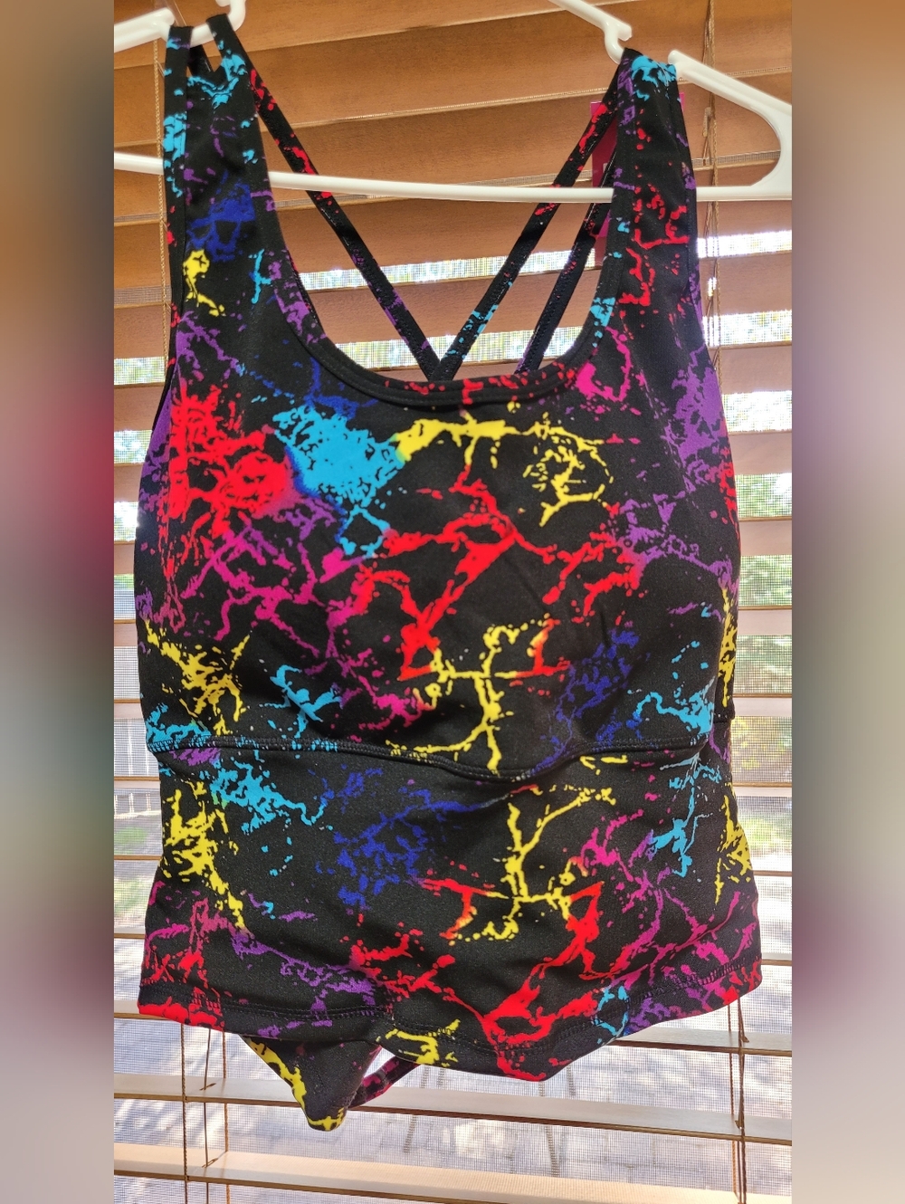 NWT | POP Fit Colby Sports Bra Marbled Multicolored Paint Splatter